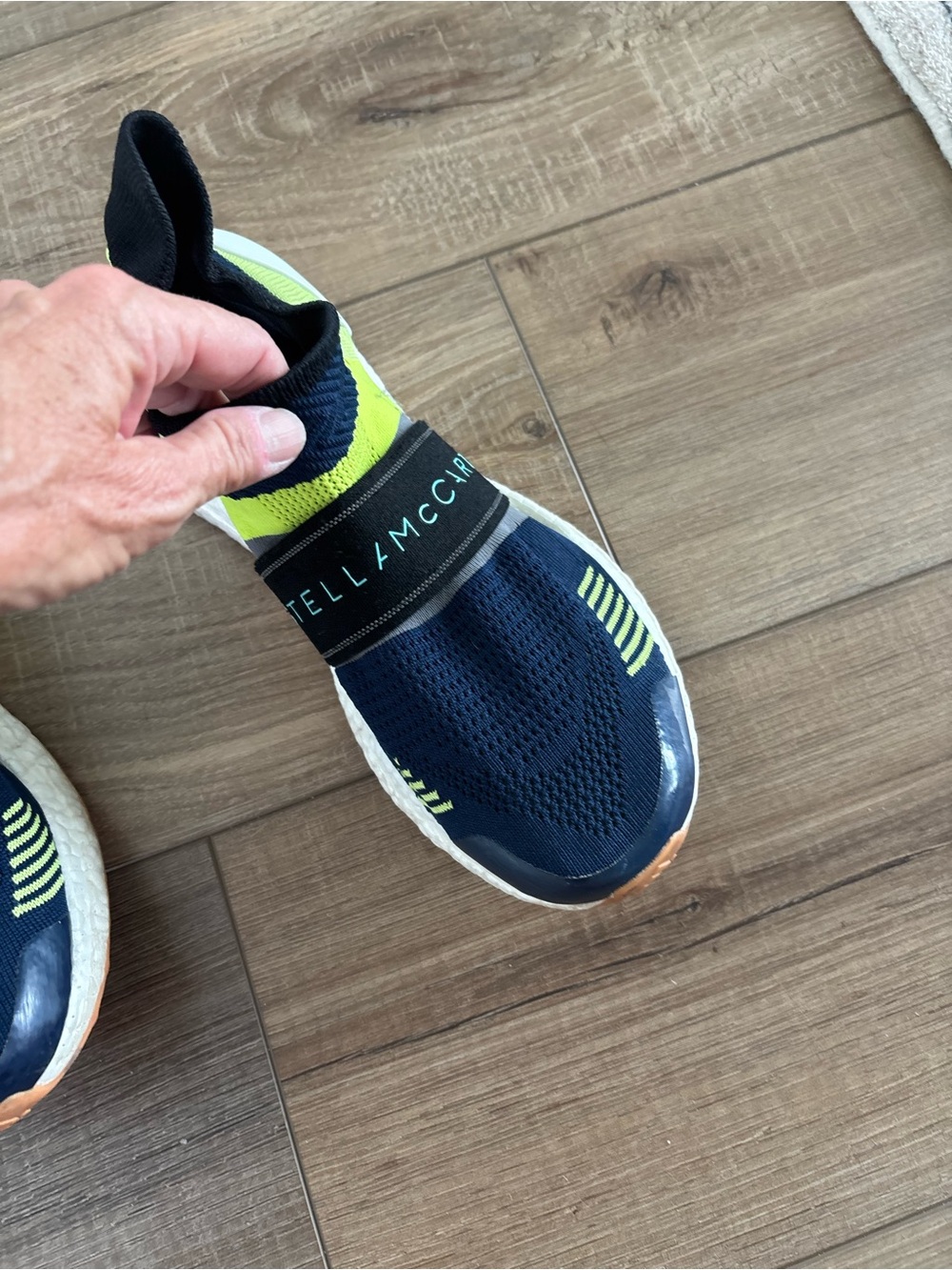 Stella McCartney Adidas Ultraboost 3D Navy and Lime Slip-On Sneaker - Picture 15 of 15